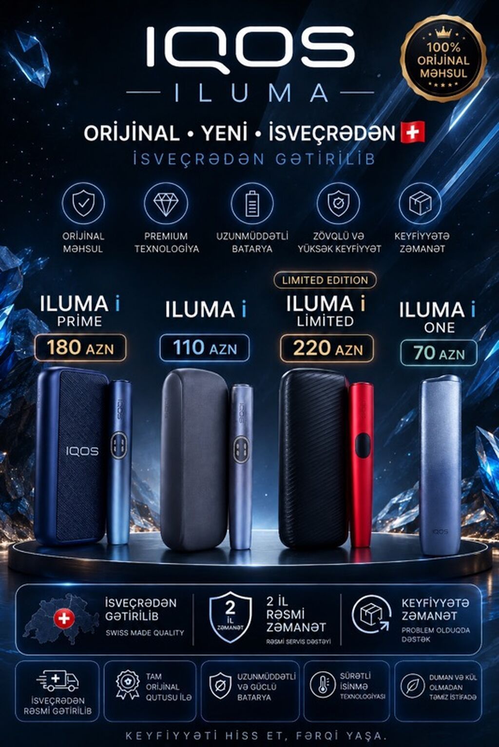 Iqos Iluma – İsveçrədən gətirilən, 100% orijinal məhsul Modellər və — Elektronik siqaretlər, Bakı