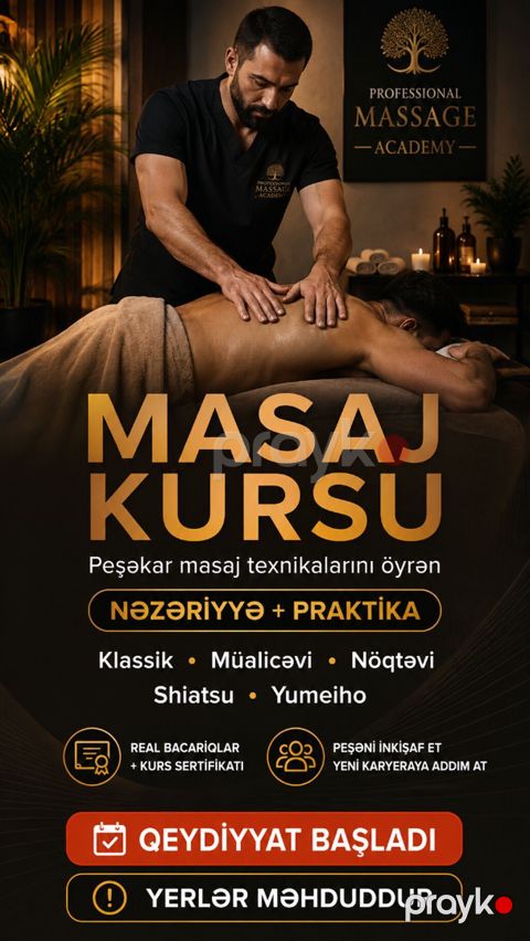 Masaj kursu, Əyani, Fərdi, Qrup, Diplom, sertifikat — Bakı