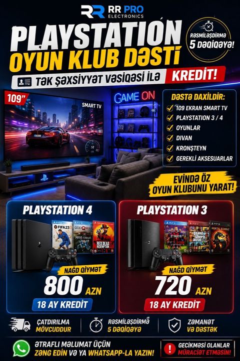 Playstatıon Oyun Klub Dəsti – evində öz oyun klubunu yarat Dəstənin — Saatlı