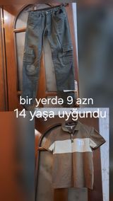 Uşaq geyim dəsti – 14 yaş üçün uyğundur. - Şalvar: xaki rəngli — Uşaq geyimi