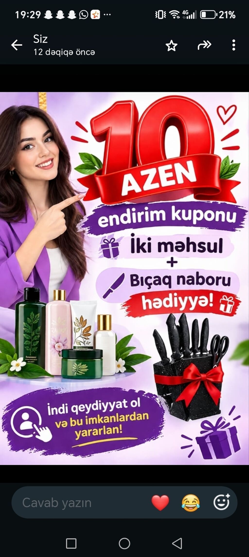 10 AZN endirim kuponu Qeydiyyatdan keçənlər üçün fürsət: - İki — Kosmetik və parfüm dəstləri, Tovuz