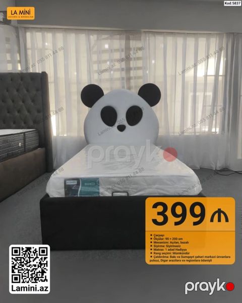 Məhsul: Uşaq çarpayısı – Panda başlıqlı model (Kod: 5837) — Bakı