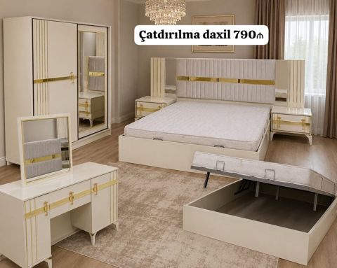 Yataq dəsti çatdırılma daxil 790₼. matrası və bazası var.Ünvan — Bakı
