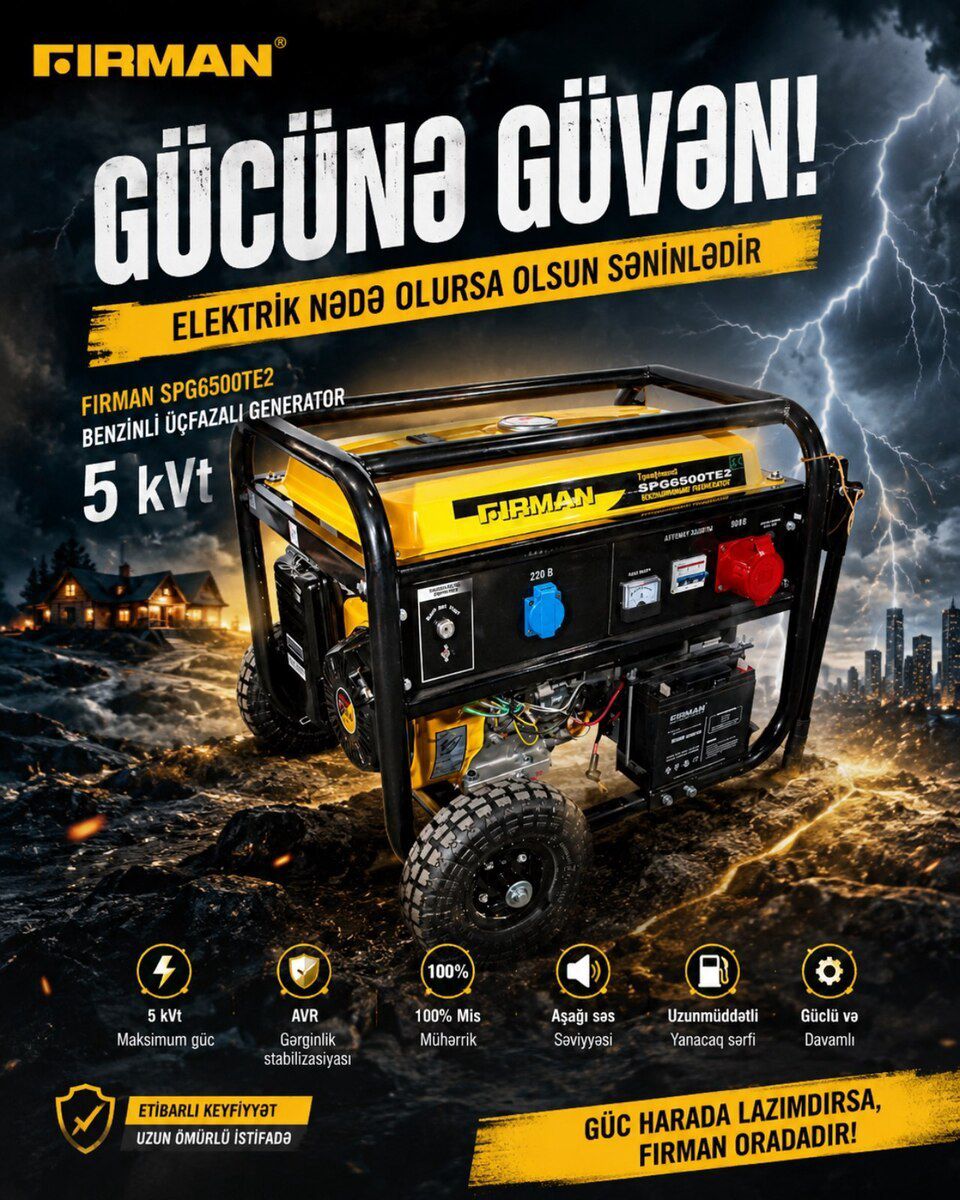 Generator Fırman SPG6500TE2 — Biznes və avadanlıq, Bakı