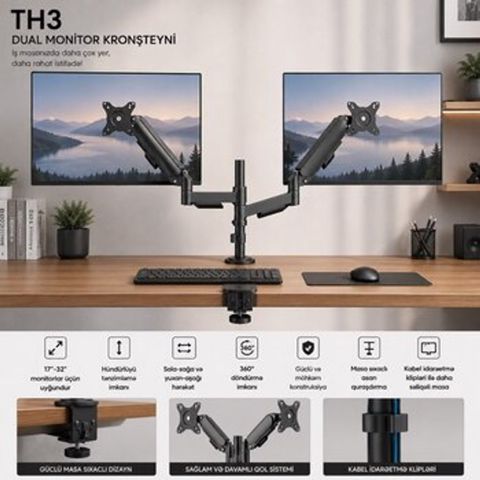 TH3 Dual Monitor Kronşteyni — Bakı