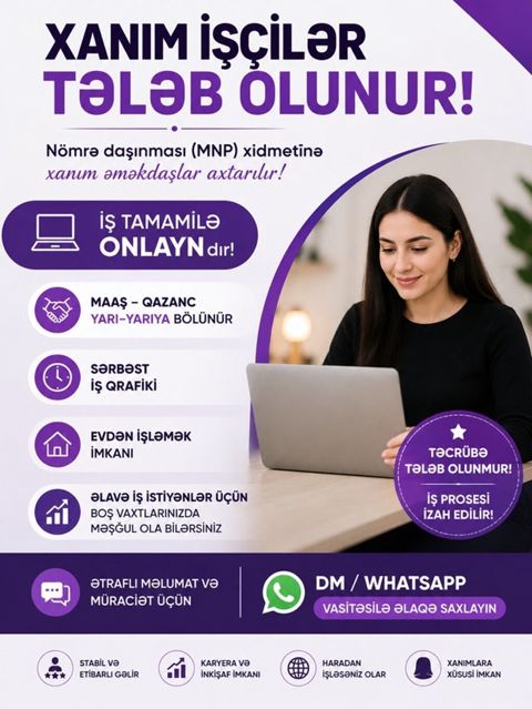 Çağrı mərkəzi operatoru tələb olunur, Yalnız qadınlar üçün, İstənilən yaş, Təcrübəsiz, İşəmuzd ödəniş — Culfa