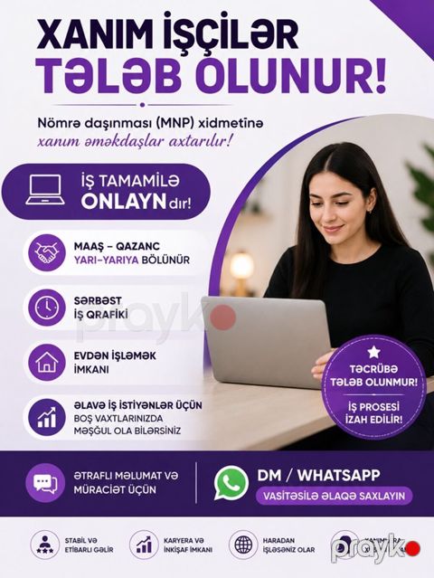 Çağrı mərkəzi operatoru tələb olunur, Yalnız qadınlar üçün, İstənilən yaş, Təcrübəsiz, İşəmuzd ödəniş — Culfa