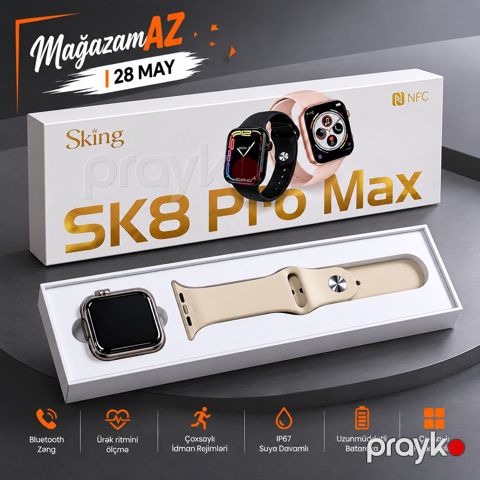 SK8 Pro Max Silver smart saatı — Bakı