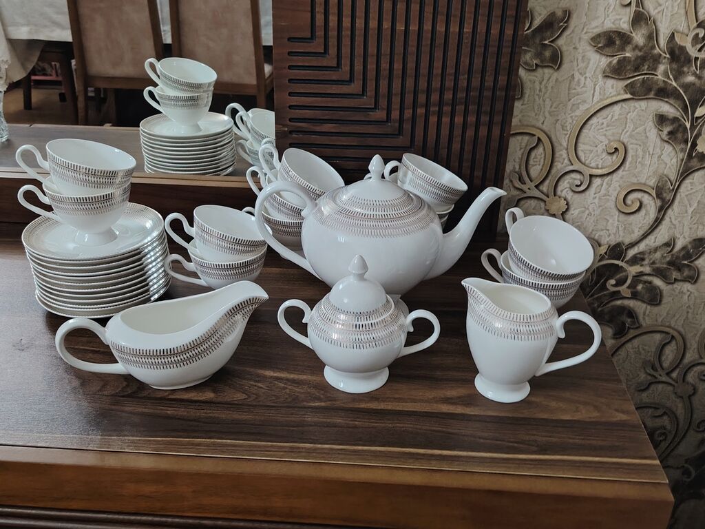 Çay dəsti, rəng - Ağ, Farfor — Süfrə qabı, Bakı (2)