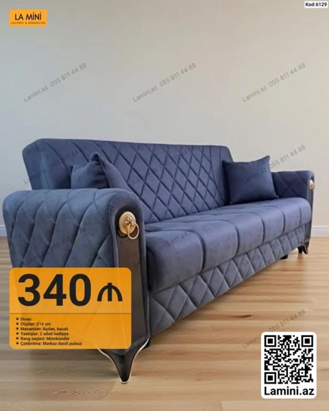 Divan – La Mini (Kod: 6129) - Ölçü: 210 sm - Mexanizm: açılan, bazalı — Bakı