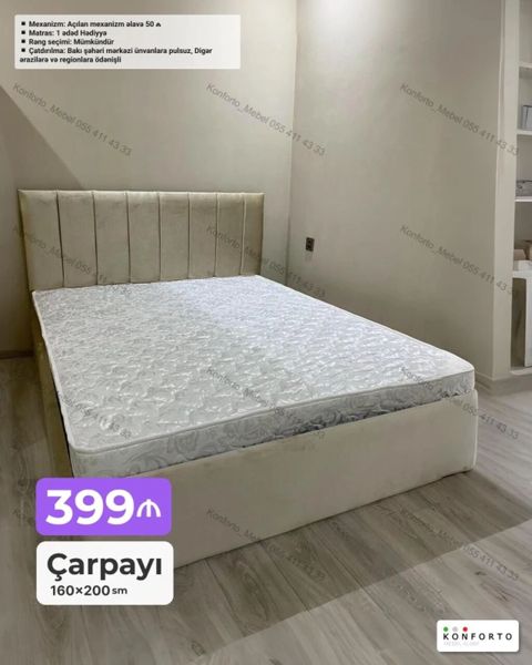 Çarpayı – 160×200 sm - Qiymət: 399 (şəkildə göstərildiyi kimi) — Bakı