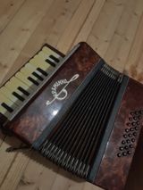 Akkordeon – “Ременно” yazılı model - Korpus: qəhvəyi/naxışlı — Аккордеоны, гармони, баяны