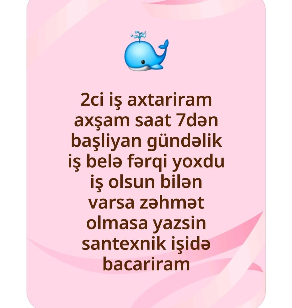 Axşam saat 19:00-dan başlayan ikinci iş axtarıram. Gündəlik əsaslı — Digər, Bakı (2)