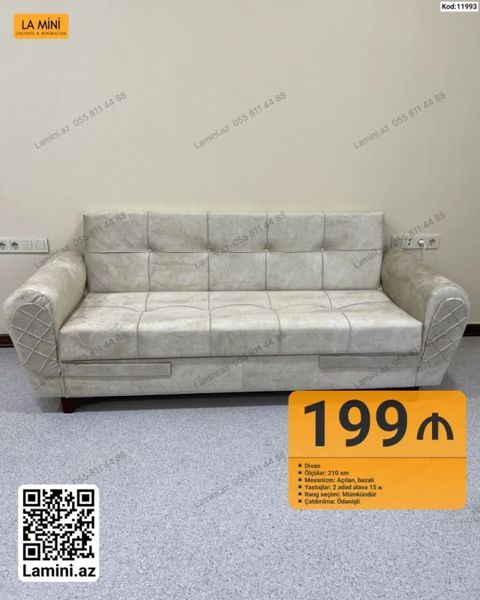 Məhsul: Divan (Kod: 11993) - Ölçü: 210 sm - Mexanizm: Açılan, bazalı — Bakı