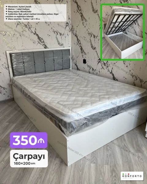 Məhsul: Açılan bazalı çarpayı Ölçü: 160×200 sm Xüsusiyyətlər — Bakı
