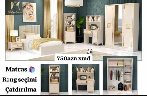 Uşaq/yeniyetmə otağı üçün modern mebel dəsti Tərkibi: - 1 nəfərlik — Bakı