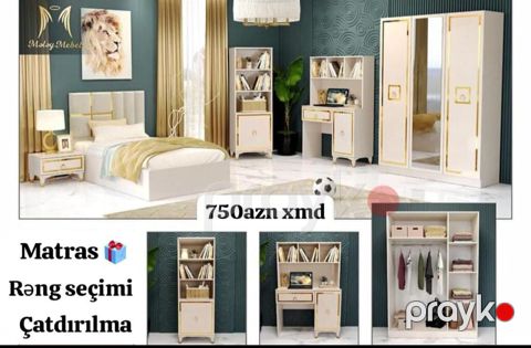 Uşaq/yeniyetmə otağı üçün modern mebel dəsti Tərkibi: - 1 nəfərlik