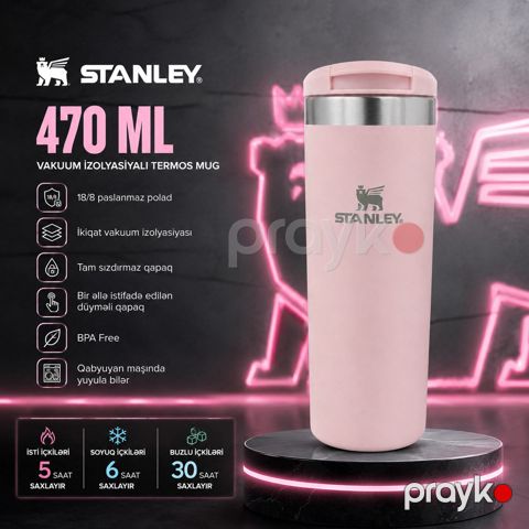 Stanley Paslanmaz Polad Termos Mug – Sızdırmaz, Vakuum İzolyasiyalı 470 ML Çəhrayı Rəng — Bakı