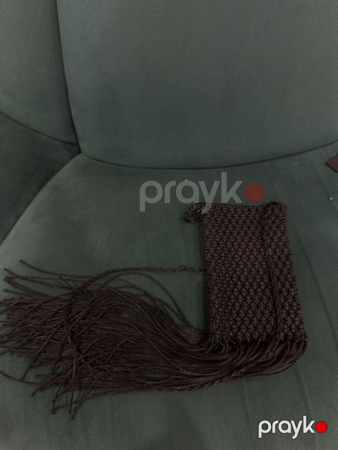 Makrame çanta – əl işi, qara rəng. - Material: möhkəm parlaq ipdən — Bakı