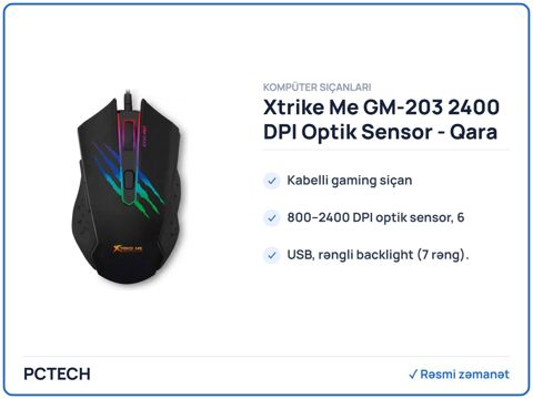 Xtrike Me GM-203 2400 DPI Optik Sensor - Qara (GM-203) — Bakı