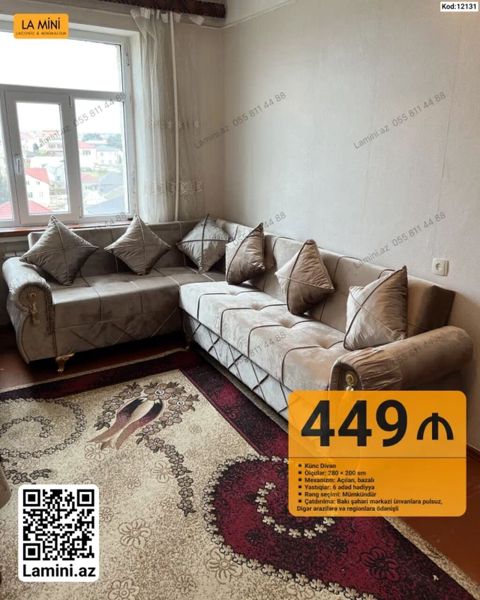 Künc Divan – Model Kod: 12131 - Ölçülər: 280 200 sm - Mexanizm — Bakı