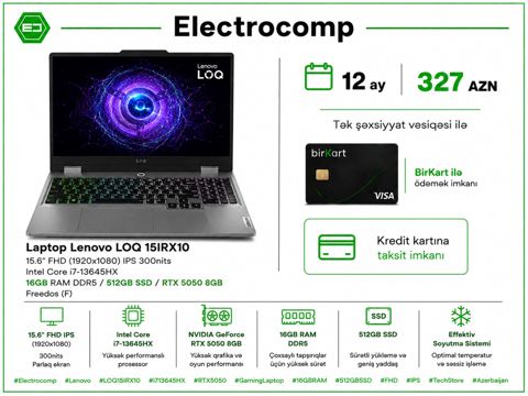 Notebook Lenovo LOQ 15IRX10 — Bakı