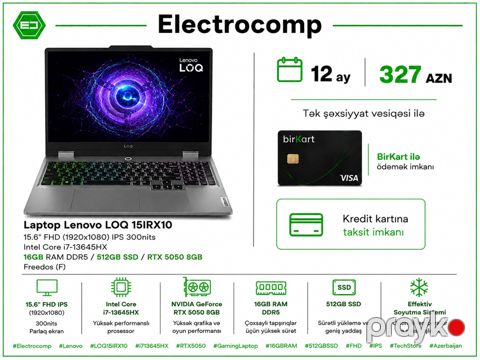 Notebook Lenovo LOQ 15IRX10 — Bakı