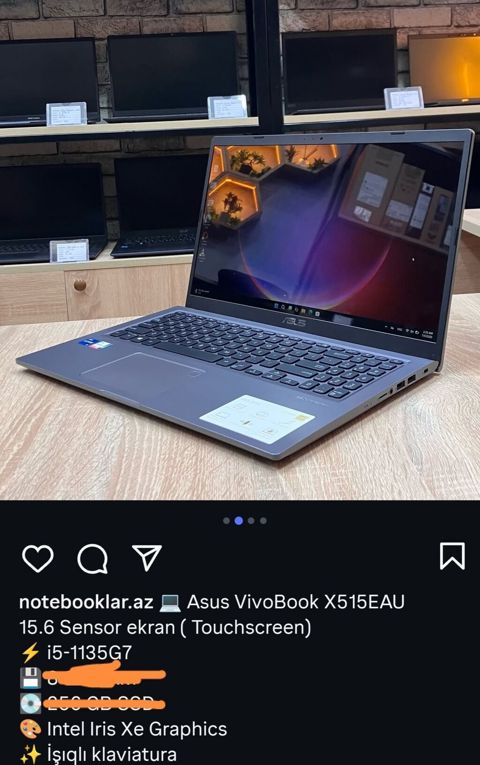 Asus VivoBook X515EAU noutbuku Yeni kimidir. 16/512 Üstündə çanta — Bakı