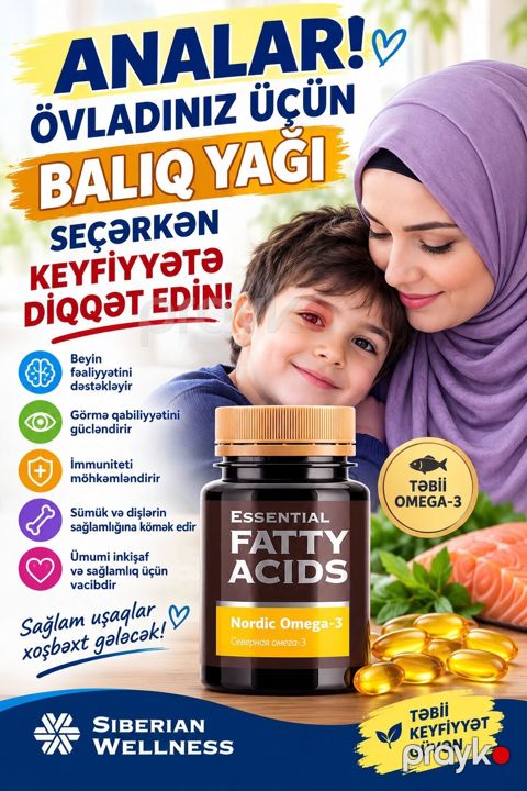 Məhsul: Essential Fatty Acids – Nordic Omega‑3 (Siberian Wellness) — Bakı