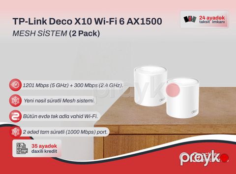 Mesh Wi-Fi Sistemi TP-Link Deco X10 AX1500 (2-Pack) — Bakı