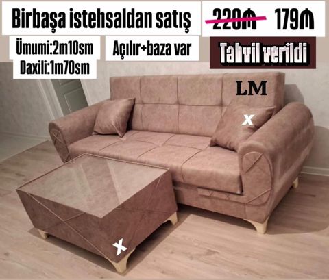 Divan və jurnal masası dəsti - Birbaşa istehsaldan satış - Açılır — Bakı