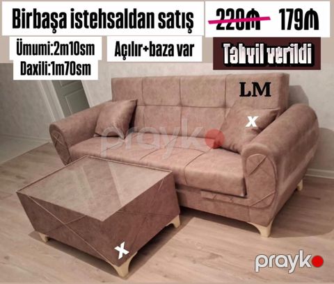 Divan və jurnal masası dəsti - Birbaşa istehsaldan satış - Açılır — Bakı