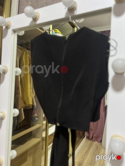 Qara rəngli qadın top – yanları bağlamalı model - Rəng: dərin qara — Bakı