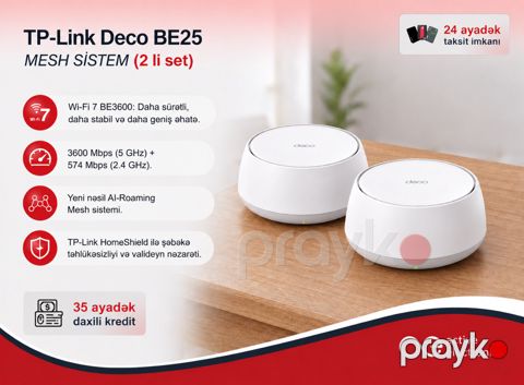 Mesh Wi-Fi Sistemi TP-Link Deco BE25 Wi-Fi 7 BE5000 (2-Pack) — Bakı