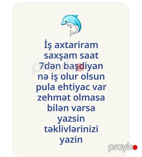 Axşam saat 19:00-dan başlayan ikinci iş axtarıram. Gündəlik əsaslı — Bakı