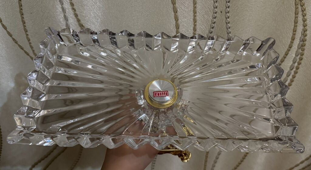 Kristal/qızılı ayaqlı şirniyyat qabı – Dekorlu - Material: qalın — Süfrə qabı, Bakı (4)