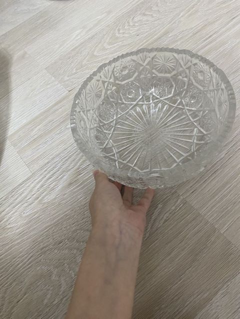 Kəsimli şüşə meyvə qabı - Material: qalın, şəffaf şüşə (klassik — Digah