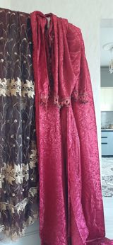Bordo rəngli pərdə yataq otağı üçün tül 4 metr hazırdı — Curtains, rods, blinds