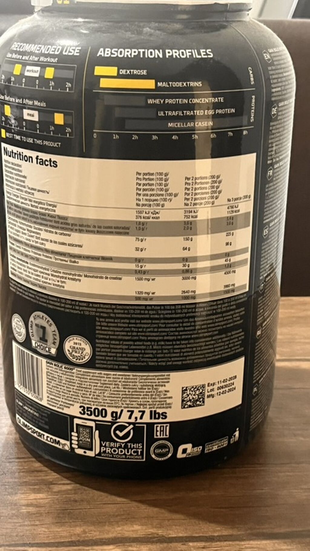 Olimp Sport Nutrition Gain Bolic 6000 – kütlə və bərpa üçün — İdman qidası və əlavələr, Xırdalan (3)