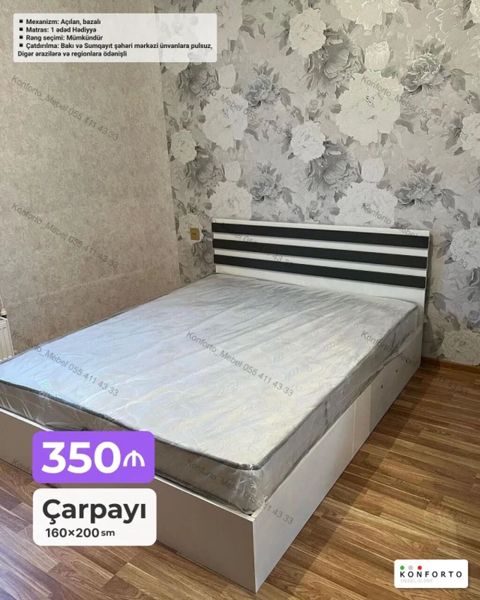 Çarpayı – 160×200 sm - Mexanizm: açılan, bazalı - Matras: 1 ədəd — Bakı