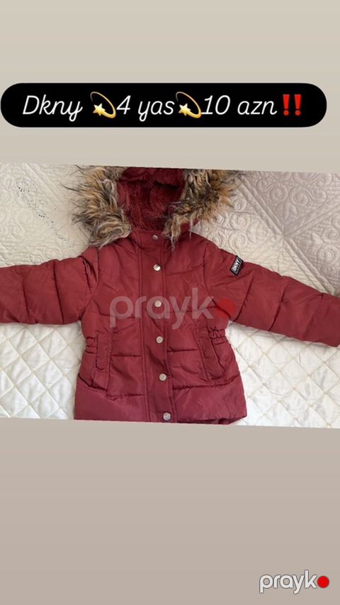 Dkny uşaq qış gödəkçəsi - Ölçü: 4 yaş - Rəng: tünd bordо - Model — Bakı