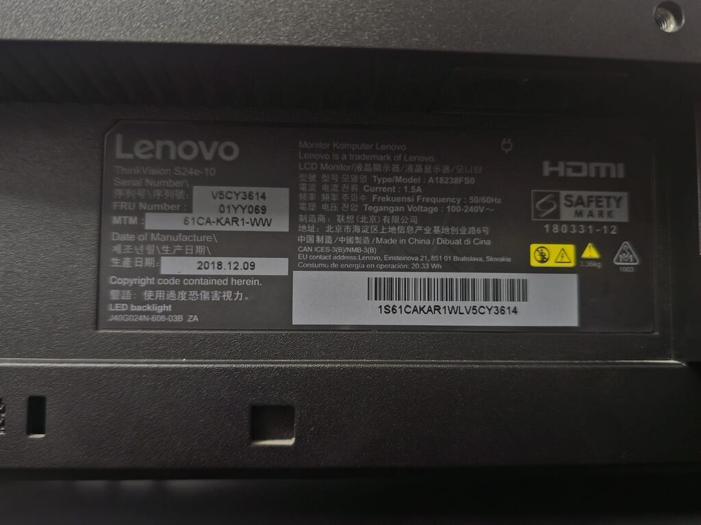 Lenovo ThinkVision S24e-10 monitor - Ekran: 23.8" (24") Full HD — Monitorlər, Digah (6)