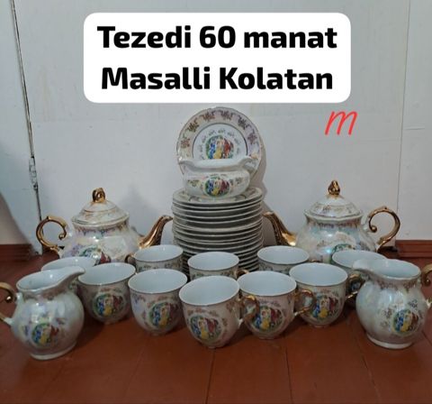 Çay dəsti, rəng - Qızılı, Farfor, 12 nəfərlik — Dining tableware