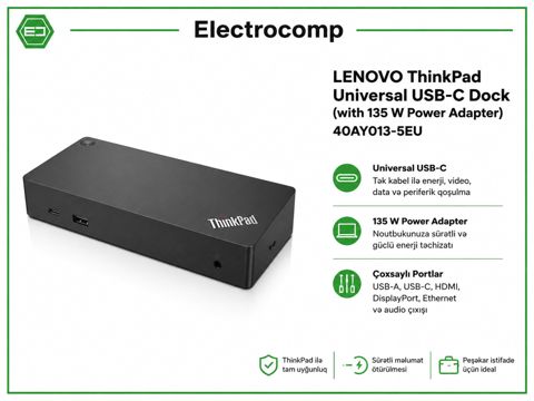 Lenovo ThinkPad Universal Usb-c Dock (with 135W Power Adapter) – 40AY013-5EU — Bakı