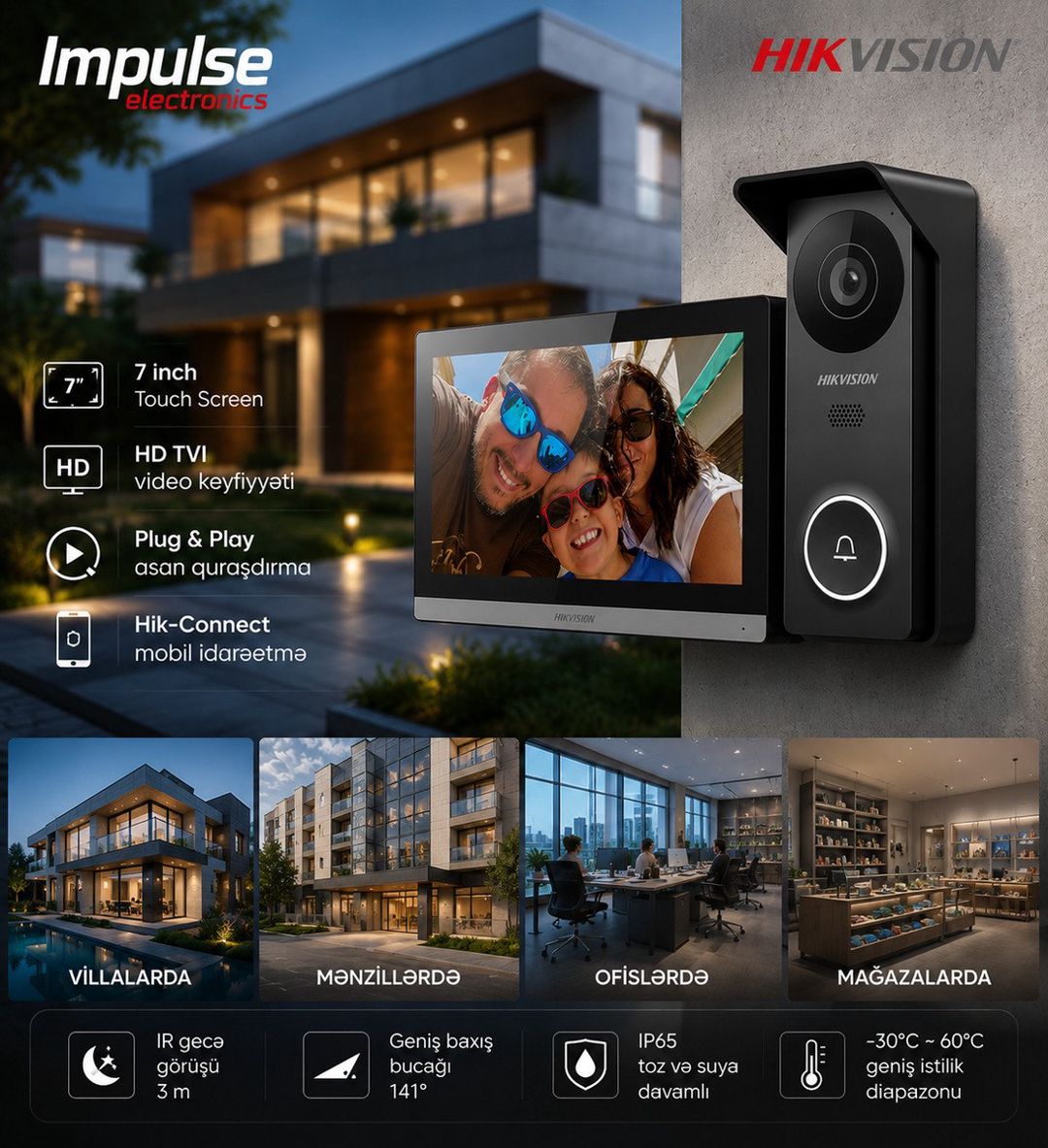 Videodomofon Hikvision Hybrid HD 7" — Ağıllı ev və təhlükəsizlik, Bakı