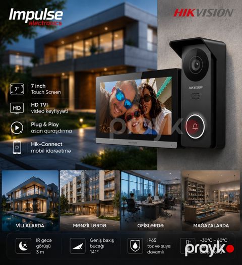Videodomofon Hikvision Hybrid HD 7" — Bakı