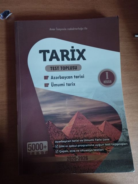 Məhsul: “Tarix – Test Toplusu” (I hissə) Anar İsayev Xüsusiyyətlər — Gəncə