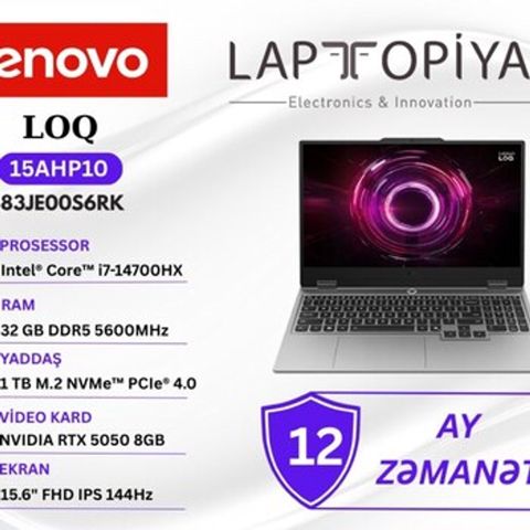 Lenovo loq 15IRX10 83JE00S6RK — Bakı