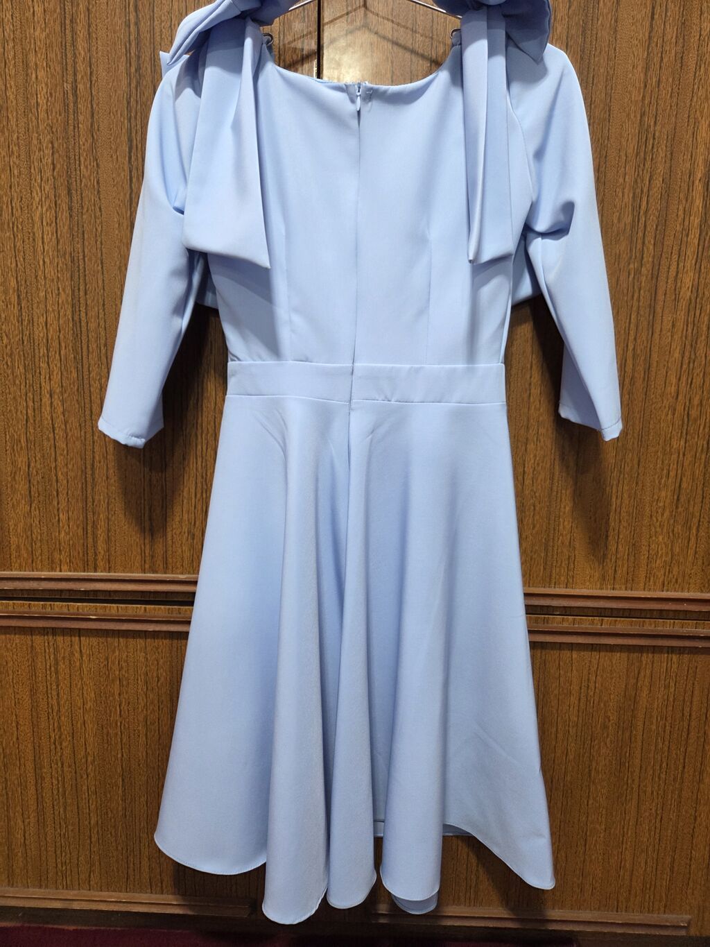 Göy-mavi rəngdə elegant qadın paltarı. - Model: A-kəsim, beldən — Axşam paltarları, Bakı (2)