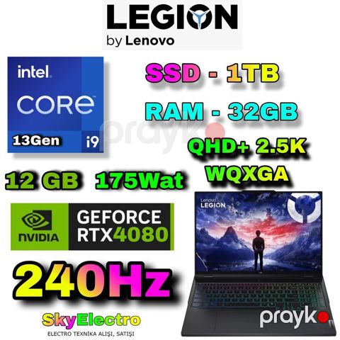 Lenovo legıon pro 7 16IRX8H Core i9 13Gen, 1 TB, 32 GB, RTX 4080 — Bakı